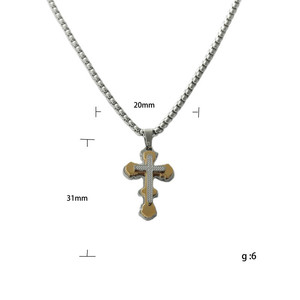 yunnique <b>Titanium</b> Steel Cross Pendant Necklace Men's Stainless Steel Geometric Design Punk Retro Style Fashion Jewelry - Product Image 5