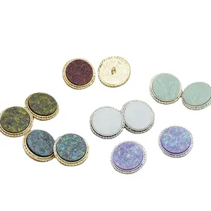 Bukwang New resin crystal metal buttons Opal stone shirt buttons for women's clothing coat buttons