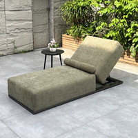 Chaise longue d'extérieur en tissu en forme de L, style nordique, avec structure en alliage d'aluminium, idéale pour cour, villa, bord de piscine – Vente directe usine