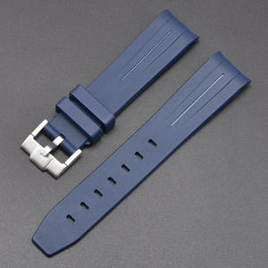 ONTHEELEVEL Correa de caucho de silicona azul marino apta para relojes Sub Deployment Correa de caucho Premium curvada - Product Image 2