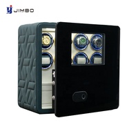 Boîte de rangement sécurisée pour montres avec lecteur d'empreintes digitales biométrique de luxe, pour 6 montres, en cuir matelassé, moteur Mabuchi, collection privée