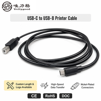 Câble d'imprimante USB C vers USB B de 1,5 m, 2.0 haute vitesse, 480 Mbps, cordon de données en cuivre pur pour scanner HP Canon Epson