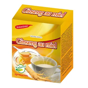 Venta caliente Etiqueta Privada miel instantánea Ginseng té Ginseng bebida instantánea Ginseng té con miel