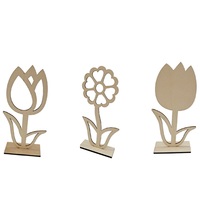 Fleur en bois découpée au Laser, assemblage de fleurs en bois, décorations d'arbre de noël pour enfants, peinture DIY