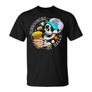 Camiseta Boy Mama Surrounded By Balls Sports Skull, color negro, para adultos, unisex - Product Image 2