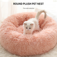 Coussin amovible et durable pour chat et chien, confortable, en peluche, rond, en forme de donut, lavable, doux, moelleux, apaisant, lit de luxe pour chien