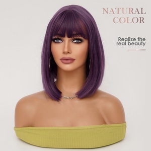ผมตรงสีม่วงแบบสังเคราะห์ทนความร้อนสูง ความหนาแน่น 150% ปรับได้ ไม่ต้องใช้กาวติด  แบบลูกไม้ด้านหน้า  ขายส่งตามสั่ง Xouje - Product Image 2