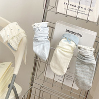 Nouvelle Arrivée Chaussettes Femme Style Ballet en Maille Creuse Dentelle Nœud Papillon Chaussettes Souples à Volants Respirantes Fines pour l'Été Vente en Gros