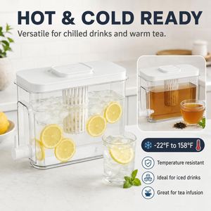 4L Water Filter Dispenser Cold Kettle Juice Water Pitcher Beverage Filter Drink Container for <b>Refrigerator</b> with Metal Rack - Product Image 3