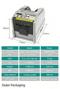 เครื่องตัดเทปอัตโนมัติแบบพกพา ZCUT-9 เครื่องจ่ายเทปไฟฟ้า ตัดเทปได้กว้าง 6~60 มม. สำหรับสายการผลิต - Product Image 5