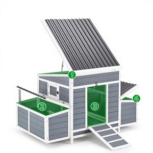 Huisontwerpen Voor Legkippen Grijze Mobiele Kippenhok Houten Kippenlaagkooi Met Sterke Lokken Om Uw Kippen Veilig Te Houden - Product Image 3