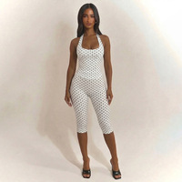 Nuevo Conjunto de Dos Piezas con Estampado de Puntos, Top Corto con Cordones y Pantalones Ajustados, Conjunto Sexy de Dos Piezas para Mujer