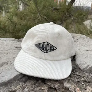 Custom Low Profile 6 Panel Corduroy Dad Hat Embroidered Logo Little Curve Brim Unstructured Hat