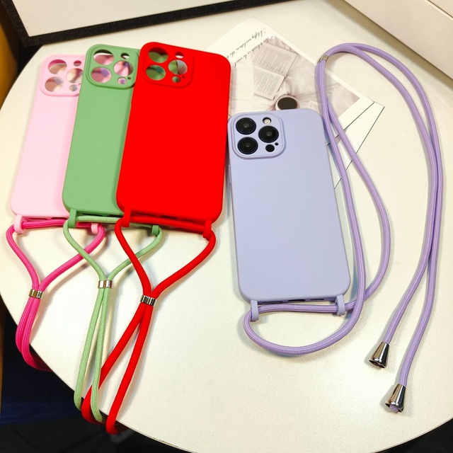 Silicone Imitation Liquid Feel Shockproof Strap Phone Case DIY Lanyard Holder Three-dimensional Chain for Apple Iphone