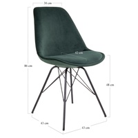 Chaises latérales en velours entièrement recouvertes de qualité supérieure, revêtement en velours résistant à l'usure, base en fil métallique noir robuste