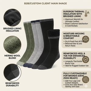 <span class=keywords><strong>Chaussettes</strong></span> d'hiver thermiques pour hommes et femmes, extra chaudes, doublées de polaire, <span class=keywords><strong>chaussettes</strong></span> de randonnée <span class=keywords><strong>en</strong></span> <span class=keywords><strong>laine</strong></span> mérinos avec logo personnalisé - Product Image 1