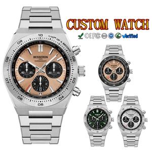 Reloj de Pulsera Cronógrafo de Cuarzo de Acero Inoxidable Personalizado OEM con Logotipo para Hombre, con Esfera de 40 mm de Diámetro y Correa de 20 mm, para Moda y Negocios - Product Image 1