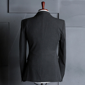 Traje de pantalón <span class=keywords><strong>para</strong></span> hombre, corte alto y ajustado, de una sola botonadura, frente liso, <span class=keywords><strong>para</strong></span> estudio de bodas, con cierre de cremallera, 100% poliéster, antiencogimiento - Product Image 4