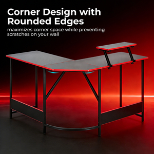 Wholesale <strong>L</strong> <strong>Shaped</strong> Corner <strong>Gaming</strong> Computer <strong>Desk</strong> Heavy Duty Large <strong>Gaming</strong> Table Game <strong>Desk</strong> with Monitor Riser - Product Image 3