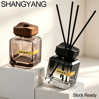 Diffuseur de parfum en verre SY Luxury Square pour la décoration de la maison, 180 ml, avec bouchon à vis et surface à estampage à chaud, flacon vide pour huile aromatique