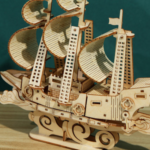 Modèle de <span class=keywords><strong>bateau</strong></span> <span class=keywords><strong>à</strong></span> voile en bois 3D, puzzle créatif, kit de construction de <span class=keywords><strong>bateau</strong></span> océanique, jouets éducatifs DIY, 5-7 ans, casse-tête mobile, cadeau pour enfants - Product Image 2