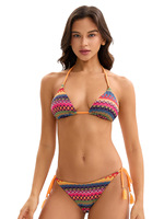 Maillot de bain bikini trois pièces éco-responsable pour femme, sexy, dos nu, triangle, micro-soutien-gorge, string, imprimé, logo à la taille, vente en gros