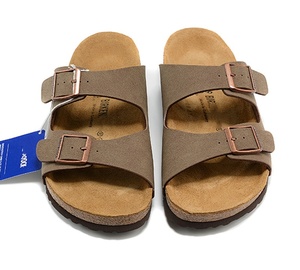 Sandales <span class=keywords><strong>Birkenstock</strong></span> <span class=keywords><strong>Arizona</strong></span> en liège Birko-Flor gris à double boucle, mules confortables pour hommes et femmes, chaussures de plage d'été - Product Image 3