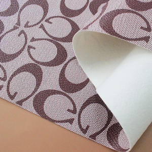 Kain Kulit Buatan PVC dengan Sol Kain Stretch Bermotif Huruf, Grosir Pabrik, untuk Sabuk Koper - Product Image 2