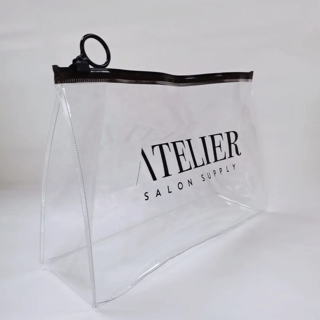 Sacchetti di immagazzinaggio di Design personalizzato sacchetti cosmetici in Pvc trasparente con chiusura a Zip olografica con cerniera grande con cerniera