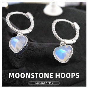 Pendientes de Plata de Ley 925 con Piedra Lunar, Diseño de Nicho Sencillo y Elegante, Estilo Frío y Ligero, Regalo de Boda para Mujer - Product Image 2