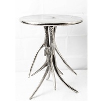 Table d'appoint de haute qualité Table d'appoint de luxe Meubles de salon à dessus arrondi fini argent antique à prix abordable