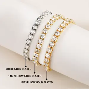 สร้อยข้อมือเทนนิส Starsgem 925สร้อยข้อมือเงิน Moissanite ดีไซน์ขายดีสร้อยข้อมือเทนนิส925