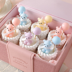Macaron Cute Bear Balloon Smokeless Candles, Cake Decor for Baby One-Year-Old, Birthday & Wholesale Favors - Product Image 1