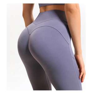 Mallas de yoga sólidas para mujer, mallas de cintura alta con etiqueta privada personalizada para levantar glúteos - Product Image 1