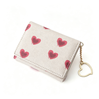 Portefeuille compact personnalisé en PU pour femme avec porte-clés en forme de cœur – Pochette légère et tendance pour le rangement quotidien
