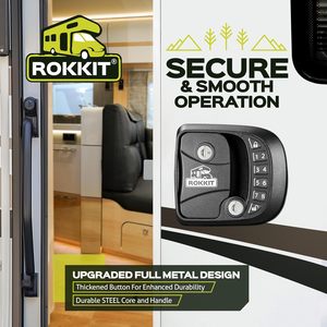 <span class=keywords><strong>Serratura</strong></span> di Ricambio per <span class=keywords><strong>Porta</strong></span> Camper Senza Chiave, 100% Lega di Zinco, con Telecomando e Tastierino, Adatta per Fori da 3,75x2,75 Pollici - Product Image 2