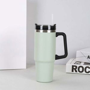 Adults Stainless Steel <b>Cup</b> With 30-Ounce Thermal Insulation and Modern Design Straw - Product Image 2