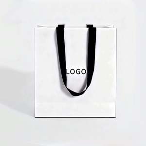 Factory Printed Elegant Brand Logo Luxury Boutique Shopping <b>Paper</b> Bag Custom Logo <b>White</b> <b>Paper</b> Gift Bags With Ribbon Handles - Product Image 2