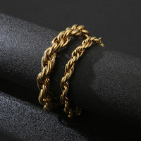 Bracelet pour homme en acier inoxydable plaqué or, chaîne et maillons, design simple fait à la main, ne se décolore pas, style tendance