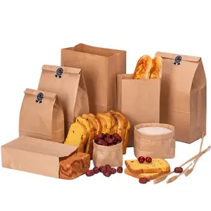 2022 sacchetto di carta kraft marrone personalizzato per cibo tè caramelle noci stand up bag senza manici pane take away bag imballaggio alimentare