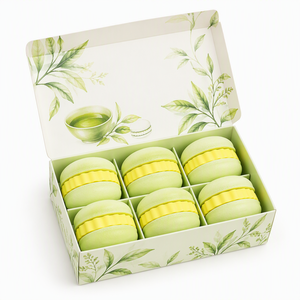 Juego de Bombas de Baño Efervescentes con Extracto de Té Verde en Forma de Macaron, 6 Piezas de 100g, Naturales, Hechas a Mano, Hidratantes, Aromáticas, Etiqueta OEM ODM - Product Image 1
