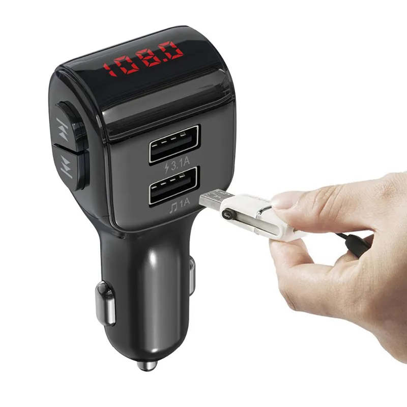Bán Hot Wireless Car MP3 Player BT HandFree Car Kit FM Transmitter Với USB Kép Car Charger