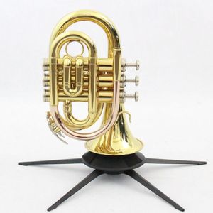 Trompeta de Bolsillo Económica de Buena Calidad, Instrumento Musical con Cuerpo de Latón <span class=keywords><strong>y</strong></span> Acabado Lacado en Oro - Product Image 1