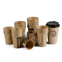 Vasos de papel desechables con logotipo personalizado, vaso de papel de embalaje de 8oz/12 oz/16oz, para cafetería