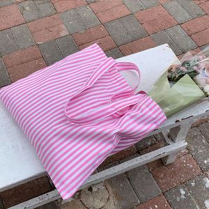 Sac fourre-tout en toile rayé personnalisé, écologique, grande capacité, sac de shopping en coton avec poignées en coton - Product Image 4