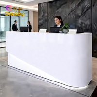 Comptoir de réception moderne de luxe avec éclairage LED personnalisé, vitrine pour bureau, commerce de détail, réception, dimensions personnalisables, robuste