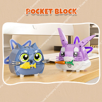 Grosir blok bangunan plastik Mini Model hewan peliharaan kucing lucu mainan rakitan DIY saku kreatif mainan bata hewan untuk anak-anak