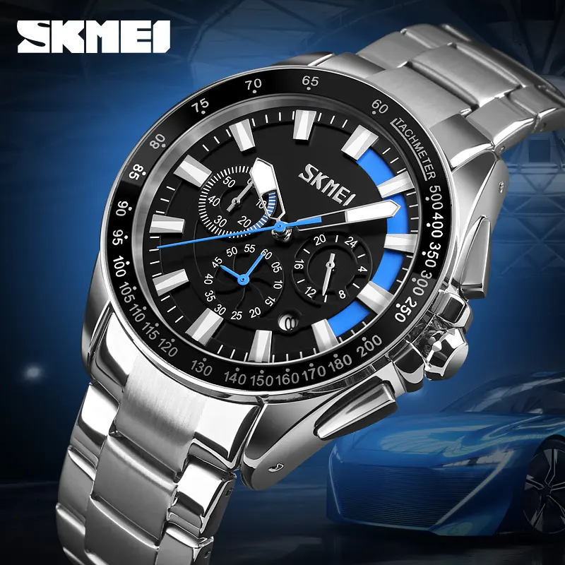 stainless steel black new Skmei 9167 waterproof wristwatch quartz business men watch