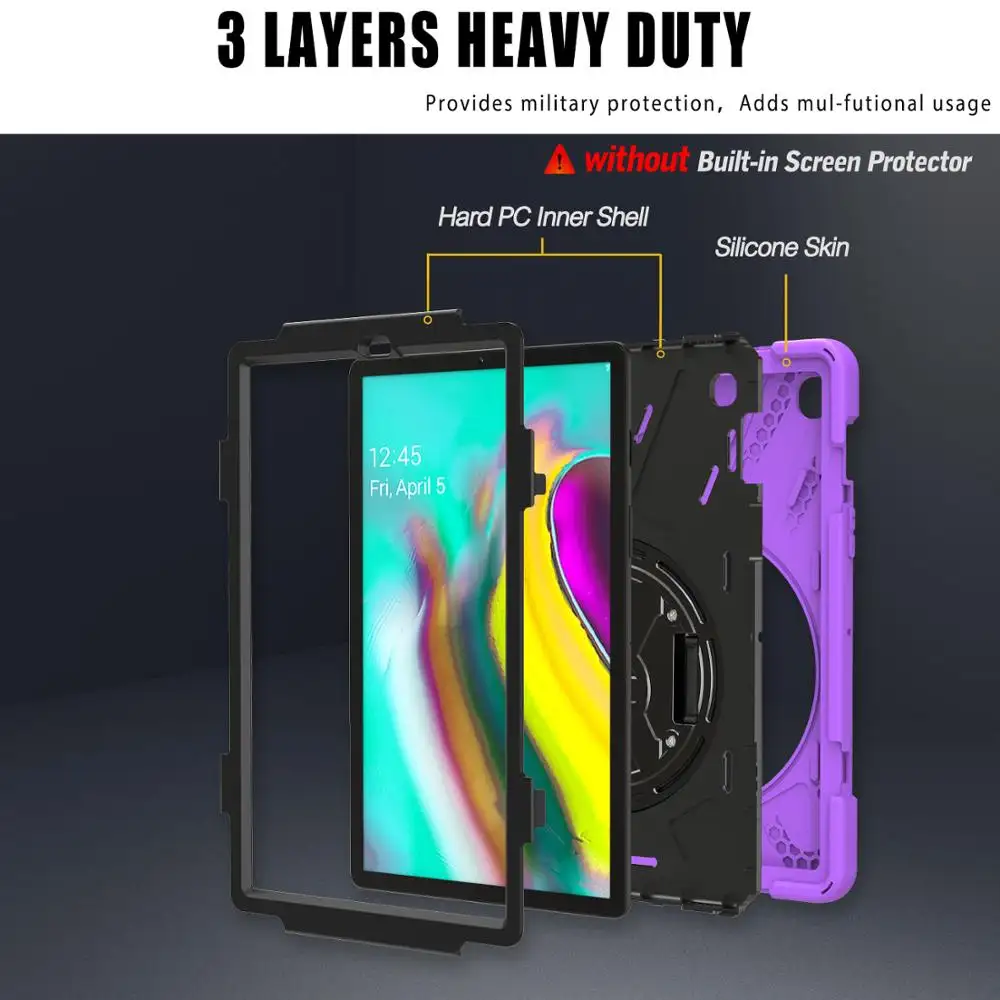 Hot Sale Silicone Bumper Memutar Stand Tablet Case untuk Samsung Galaxy TAB S5E 10.5 T725 T720 Cover dengan Sabuk Bahu Tali Tangan