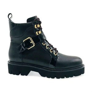 Botas de Tobillo Negras con Punta Redonda, Transpirables e Impermeables, con Soporte de Arco, Logotipo Personalizado, de Cuero para Mujer - Product Image 3